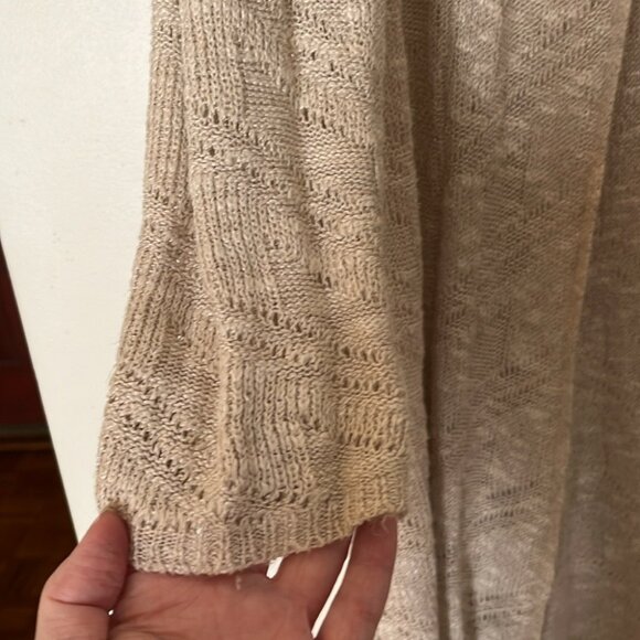 ✨🕊️ Vintage Eileen Fisher Beige Open Front Lightweight Knit Cardigan Sweater - Picture 6 of 12